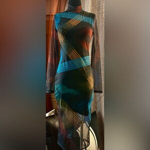 COPY - By Egreis Mesh A Semetrical Hem Midi Body Con Dress